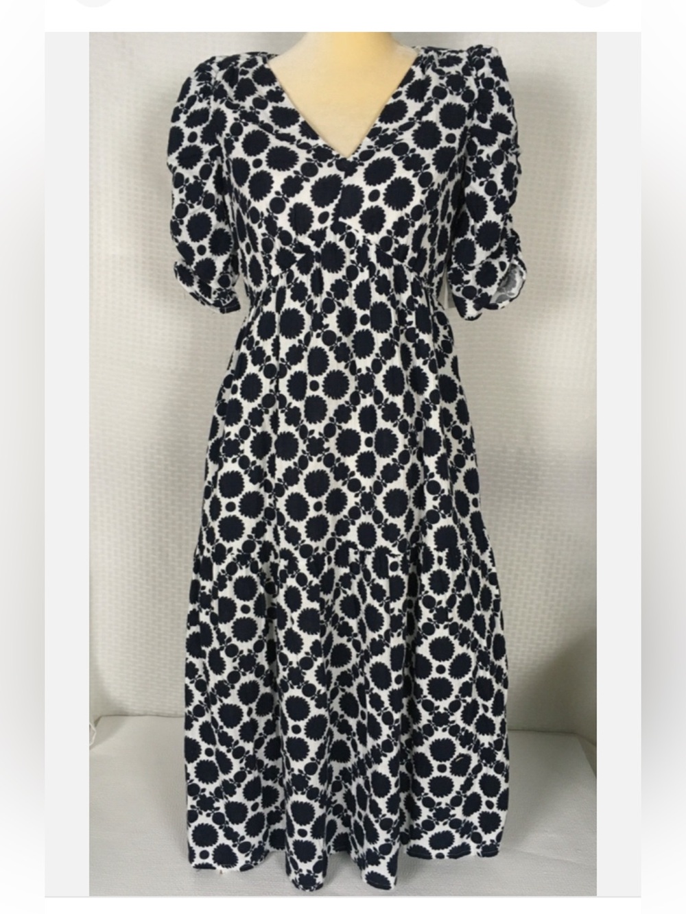 NWT! Time & Tru Women's Cotton Tiered Midi Dress-Elbow Length Sleeves, XXXL(22) - Picture 7 of 16